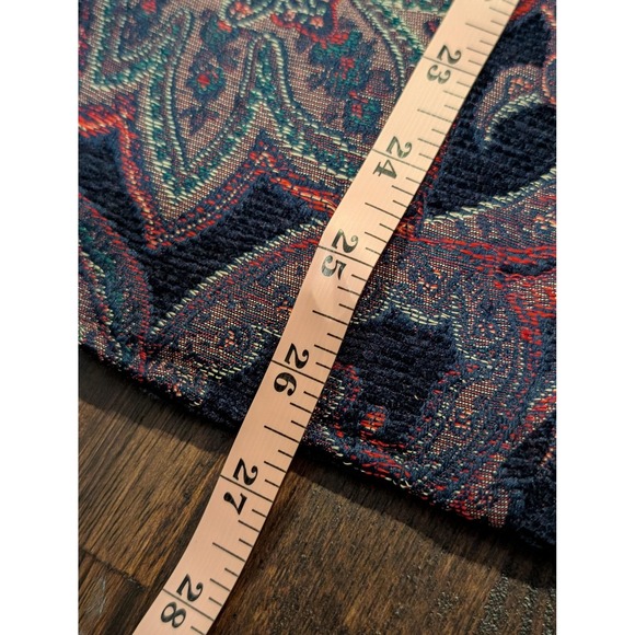 Vintage Paisley Tapestry Jacket Womens L Petite Navy Zip Textured Long Sleeve - Picture 10 of 10